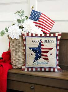 4pcs/1pc Independence Day Pillowcase, American Independence Day Decorative Pillow Cover, Red, White, Blue Striped Design, Pentagram, Truck, Flower Pattern Design, Used For Party Decoration In Living Rooms, Sofas, And Bedrooms | 18x18 Inches | Zipper Closure | Soft And Comfortable Fabric - Durable, Fade Resistant, Machine Washable, Suitable For Independence Day Gifts, Independence Day Decorations, And Home Decor. No Pillow Core