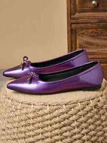 Damen Spitz zulaufende Slip-On Lässig Schuhe mit Schmetterling Anhänger, Lila, vielseitig für Alltag, Outdoor & Lässig, Frühling/Sommer/Herbst