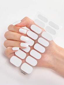 16pcs/Pack Solid Color Nail Stickers, Full Cover Nail Art Decorations