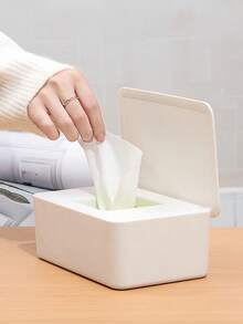 1pc PP Automatic Flip-Top Black Tissue Box, Wet Wipes Box, Mask Storage Box - Black - View 4