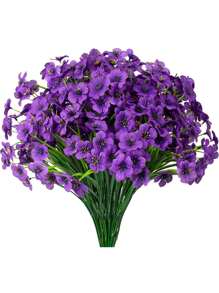 8 Molhos de Flores Artificiais para Uso Interno e Externo, Plantas de Flores Falsas para Jardim Interno e Externo, Parapeito, Casa, Casamento, Fazenda, Flores Artificiais Externas, Flores de Plástico Artificiais Não Desbotantes Plantas de Simulação para Vasos de Flores Decorativos Pendentes, Decoração de Vaso para Casa e Cozinha (Roxo)