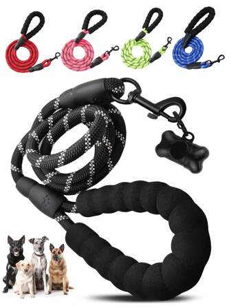 1pc Dog Leash, Leash, Dog Lead, Dog Rope, Slip Lead Dog Leash, Reflective Dog Leashes, Highly Reflective Dog Leash, Slip-On Dog Lead, Slip-On Rope Leash, Strong Dog Lead, Rope Dog Lead, Black Dog Leads, Reflective Dog Leashes, Anti Pull Leash , Slip Lead Dog Leash, Pet Lead Leash