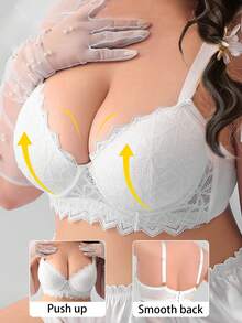 Sujetador con aros y encaje para mujer talla grande - Blanco - Ver 2