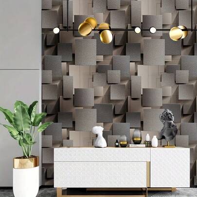 A Roll Of 3D Geometric Self-Adhesive Wallpaper, PVC Detachable Waterproof, Anti-Fouling And Soundproof Luxury Wall Stickers, Suitable For Living Room, Bedroom, Dining Room, Dormitory, Shop And Cafe Masonry Style, Easy To Install Room Decor Home Decor Wall Decor Bathroom Decor Bedroom Decor Room Decoration Stuff Living Room Decor House Decor Home Decor Living Room Wall Paper Wall Art Wallpapers