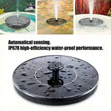 1pc 18cm/2.5W Solar Fountain Pump Kit, Solar Powered Bird Bath Fountain For Outdoor Landscape, Independent Floating Design, 18cm Round Solar Panel, 2.5W Power, 200L/53Gal Per Hour Outdoor Water Pump, With 3 Connectors & 8 Nozzles, Suitable For Bird Bath, Pond, Garden, Fish Tank, Solar Powered, No Battery Required, ABS Plastic Material - Black - View 7