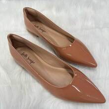 Women's Casual Comfort Patent Leather Black Beige Nude Sneakers - Véc ni NewTan - Xem 1