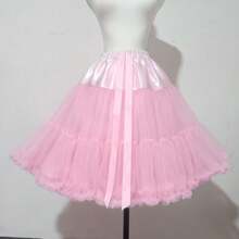 55cm Length White Black Red Petticoat For Cosplay Wedding Prom Tulle Petticoat Crinoline Underskirt Rockabilly Swing Tutu Skirt