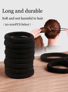 300/200/100/50/20 pièces de unicolore élastiques à cheveux, faciles et élégants : élastique noir, convenant à la mode quotidienne. Spécialement conçus pour tous les types de cheveux, offrant un effet de fixation confortable et antidérapant. Que ce soit pour une queue de cheval, un chignon ou une tresse. Ajoutez une touche d'élégance à vos découvertes quotidiennes, la simplicité ne se démode jamais.
