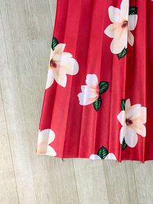 Long Pleated Evangelical Flower Skirt - Rosa Fucsia - Ver 3