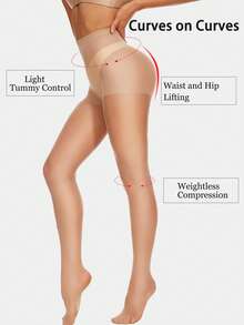 1/2/3双装女士透明连裤袜，超薄长筒袜，高腰塑形紧身裤，一次性透明丝袜，腿部塑形装饰袜，日常穿着