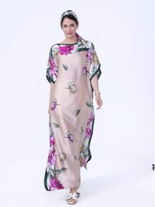 1 chiếc khăn choàng dài cỡ lớn sang trọng bằng lụa in họa tiết dành cho nữ, khăn choàng nhẹ in hoa, thích hợp mặc ở nhà vào mùa hè/thu, phù hợp với phòng máy lạnh, kiểu dáng kín đáo như áo kaftan mùa xuân. - đỏ xanh - Xem 26
