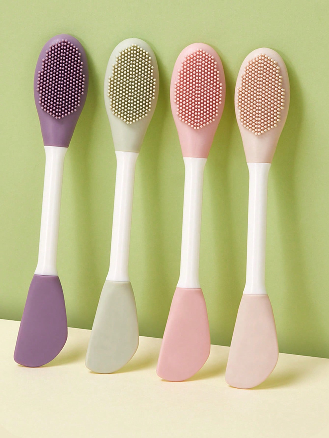 فرشاة وجه سيليكون ذات رأسين للتنظيف والتدليك وتطبي...