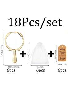 18pcs/Set Bridal Shower Favors Rose Design Mirrors, 6Pcs Plastic Compact Mirrors 6Pcs Thank You Cards With 6Pcs Organza Bags, Wedding Party Gifts Bridesmaid Gifts For Guests Bridal Party Supplies Birthday Graduation Birthday Decorations Party Decorations Bachelorette - Gold - View 13