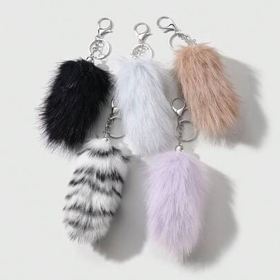 1 件时尚可爱甜美多色蓬松仿动物尾巴钥匙扣，适合日常佩戴，适合作为女性礼物