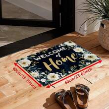 1 pieza Felpudo de bienvenida con patrón "Hogar dulce hogar" - Antideslizante, adecuado para interiores/exteriores, absorbe agua y resistente a la suciedad, adecuado para dormitorio, baño, cocina, entrada - Decoración del hogar lavable, suave y esponjosa para primavera/verano