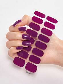 16pcs/Pack Solid Color Nail Stickers, Full Cover Nail Art Decorations