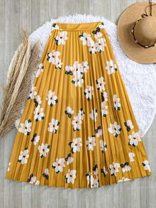 Long Pleated Evangelical Flower Skirt - Yellow - View 2