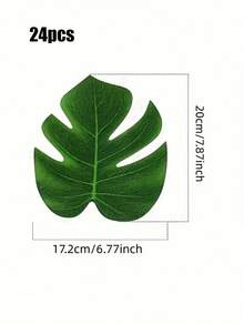 10pcs Artificial Palm Leaves Turtleback Leaf Jungle Beach Party Theme Flower Arrangement Accessories Cup Mat Party Decorations, Saudi National Day,Christmas - Green - View 12