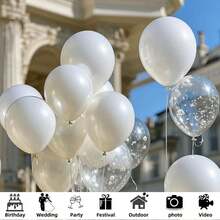 20 个/套珍珠白气球，适用于生日、婚礼、情人节、感恩节、母亲节、万圣节、圣诞节、新年、盛大开幕、毕业典礼、家居装饰、气球布置、气球派对、摄影道具、入住照片背景和静物装饰
