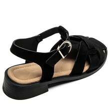 Sandales Élégantes à Lanières Entrelacées avec Boucle Ajustable - Confort et Style Assurés ! - 黑色 - 查看 4