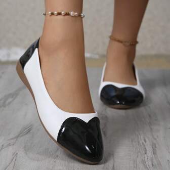 Plus Size Dames Flats, Patchwork Zachte Bodem Casual Loafers Geschikt Voor Alle Seizoenen