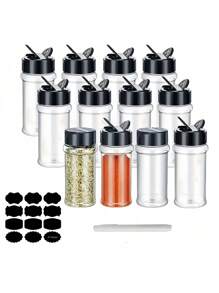 6/12pcs Pack, Storage Containers, 3.5OZ Leak-Proof Spice Jars With Black Screw Caps, Portable Transparent Spice Sealed Cans For Spices, Powder, Chili And Salt