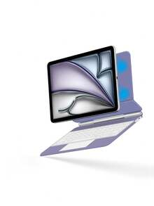 适用于 11/13 英寸 iPad Air M3/2025/A16（第 11/10 代）的键盘保护套，也适用于 11/12.9/13 英寸 iPad Pro M4/M2（第 6/5/4 代）和 10.9 英寸 iPad Pro（第 3/2 代），无线背光磁吸智能键盘保护套，紫色 - Violet-English - 查看 10