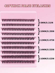 200 Clusters 40D Mixed 10 Rows Natural Single Cluster False Eyelashes D-Curve 8-16mm Mixed Length Soft And Lightweight Suitable For Self-Grafting DIY Handmade Imitation Mink False Eyelashes Suitable For Home Use, Simple Operation Suitable For Parties Lash Clusters, Eyelash Clusters, Individual Eyelashes, Lashes, Fake Lashes - Black - View 8
