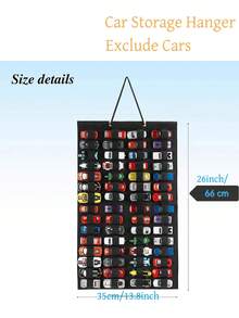 1 pieza Organizador de coches de fieltro S, Perchero de almacenamiento de coches modal, Decoración colgante de pared para exhibición en habitación de bebé, niños y guardería. - Negro - Ver 6