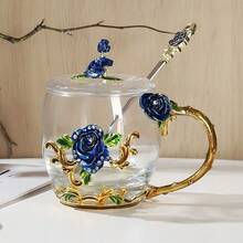 1 Set Creative Enamel Painted Cup Set Including Cup, Lid, Straw - Consists Of Coffee Cup, Tea Cup - Multicolor - View 13