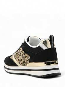 Women's Platform Wedge Sneakers With Zipper Closure, Easy To Wear - Black - View 2