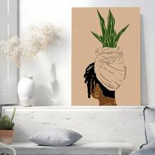 1pc Framed Canvas Poster African Woman Girl With Locs Wall Art Canvas Paintings Ideal Gift For Bedroom Living Room Corridor Wall Art Wall Decor Room Decoration - 黑色 - 查看 2