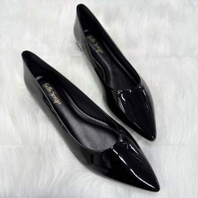 Sapatilha Feminina Casual Confort Verniz Preto Bege Nude Carnaval