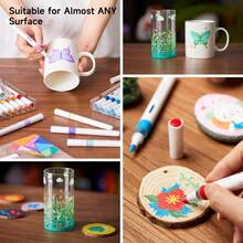 Marcadores de pintura acrílica Shuttle Art con control automático de tinta, set de 36/60 colores con punta de pincel para pintar sobre roca, cerámica, madera, lienzo, vidrio, piedra, tela, creación de tarjetas, manualidades y suministros de arte Springtok - 24 colores pastel - Ver 8