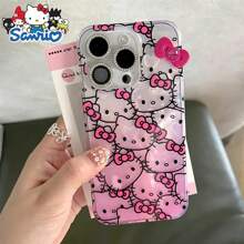 Hello Kitty Bowknot Full Screen KT Gradient Case kompatybilny z iPhone 15 14 13 12 11 Pro Max XR XS MAX 7 8 Plus różowy futerał ochronny