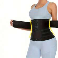 Centură de antrenament din neopren, 1 bucată, pentru femei și bărbați, centură de exerciții pentru controlul abdominal, centură de transpirație pentru saună, centură sport pentru abdomen, spălare manuală, închidere cu cataramă cu cârlig - Negru - Vizualizare 5