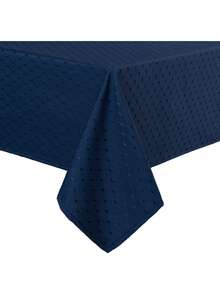 1pc Waterproof And Stain Resistant Tablecloth, Solid Color Jacquard Tablecloth, Diamond Jacquard Craft, Suitable For Dining Table And Living Room, Rectangular, Round, Square, Multi-Size Tablecloth, Outdoor And Indoor, Party, Picnic, Home Decor - Blue - View 2
