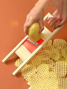 1pPCMáy thái khoai tây cắt lưới khoai tây Lưới tạo tác Lưới lau dao cắt rau Dao cắt sóng Dao cắt hoa Phụ kiện tiện ích - Màu vàng - Xem 3