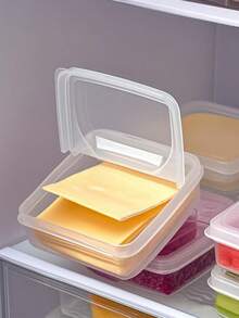 1 件透明奶酪储物盒，密封食品容器，新鲜奶酪、熟食和零食厨房收纳盒，便携式冰箱水果蔬菜保鲜盒，奶酪片储物盒，冰箱专用洋葱、生姜、大蒜水果保鲜盒，翻盖黄油块包装盒，适合厨房使用 - 彩色 - 查看 11