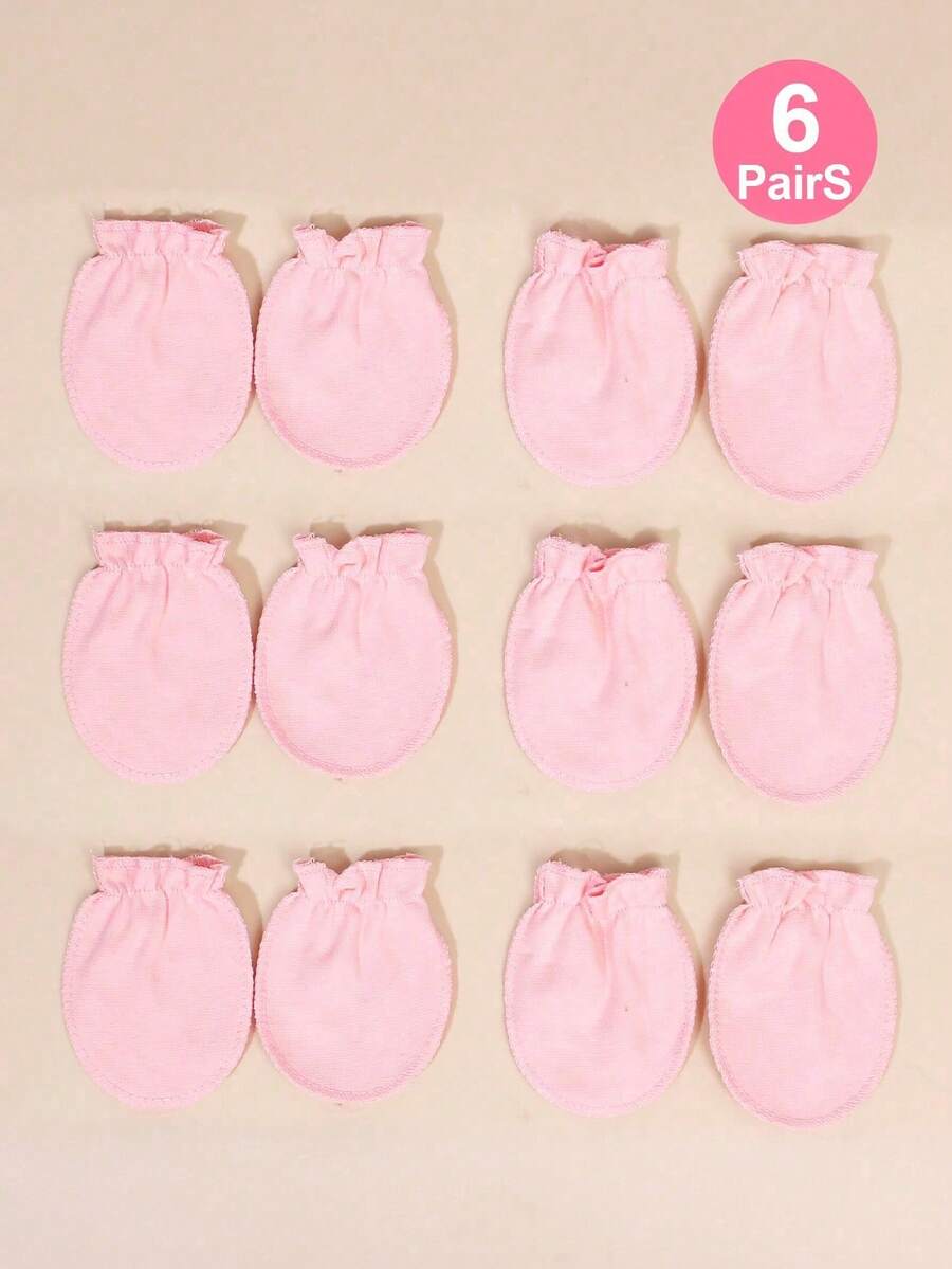 6pcs Solid Color Infant Mittens, Soft & Comfortable Full Finger Gloves For Baby Girls, Suitable For All Seasons, Maternity & Baby Care - Pink-6 Pairs - View 1