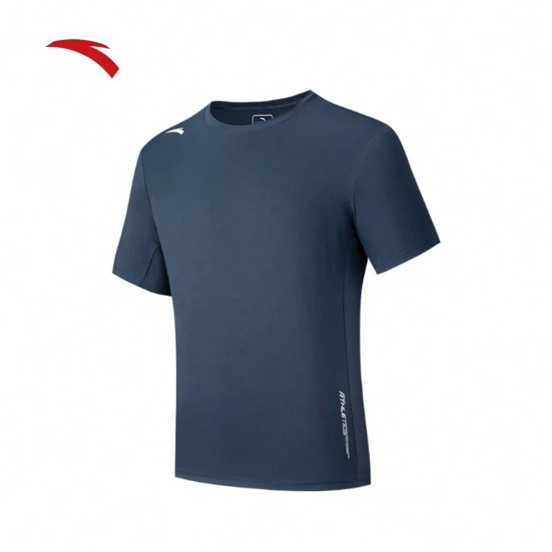 Anta Quick-Dry T-Shirt | Men's Moisture-Wicking Breathable Short Sleeve T-Shirt, New Summer Knit Tops For Running, Fitness - Deep Well Ash -7 - View 1