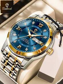 BINBOND Luxury Watch For Man Elegant Date Week Waterproof Luminous Men Watch Quartz Stainless Steel Sports Men's Watches - Blue - View 7