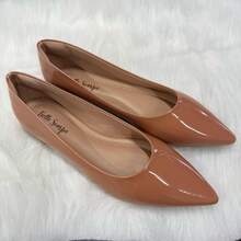 Women's Casual Comfort Patent Leather Black Beige Nude Sneakers - Véc ni NewTan - Xem 2