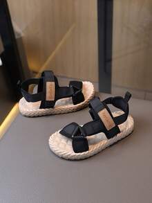 Sandalias de moda de verano para niñas, zapatos para la playa con suela blanda para niños pequeños y niños grandes - Negro - Ver 3