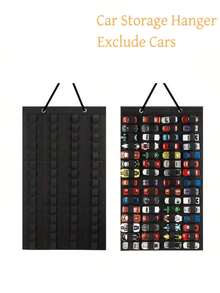 1 pieza Organizador de coches de fieltro S, Perchero de almacenamiento de coches modal, Decoración colgante de pared para exhibición en habitación de bebé, niños y guardería. - Negro - Ver 1