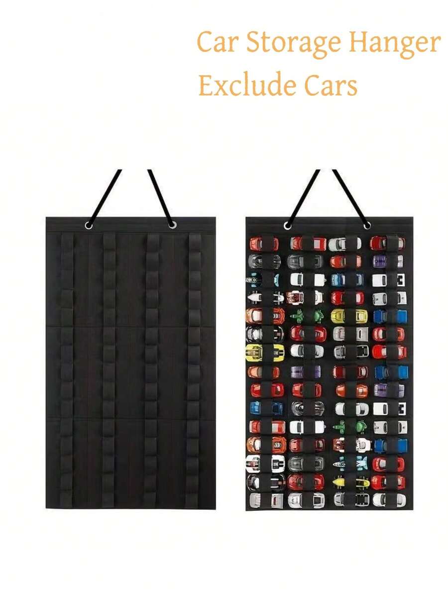 1 pieza Organizador de coches de fieltro S, Perchero de almacenamiento de coches modal, Decoración colgante de pared para exhibición en habitación de bebé, niños y guardería. - Negro - Ver 1