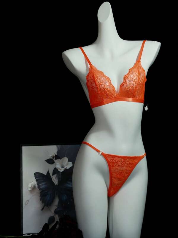 2 Peças Conjunto de Lingerie Sexy Feminina, Camisola Transparente de Renda com Tanga