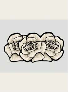 1pc Rose Pattern Diatomite Bathroom Mat, 0.3CM Diatomite Material, Decorative, Bathroom Mat, Toilet Mat, Q-Soft Cushion, Quick Absorbency, Anti-Bacterial, Easy Cleaning, Reusable, Wear-Resistant, Convenient Storage, Safe &
