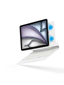 适用于 iPad Air 11/13 英寸 M3/2025/A16（第十代）的阿拉伯语键盘保护套，以及适用于 iPad Pro 11/12.9 英寸/13 英寸 M4/M2（第六代/第五代/第四代）的翻盖式键盘保护套，支持智能无线多点触控，带背光，磁吸式设计，白色