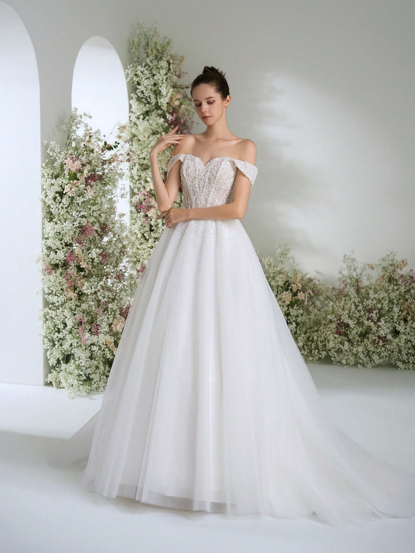 Elasola فساتين طويلة أنيقة للنساء ذات الكتف المكشو...